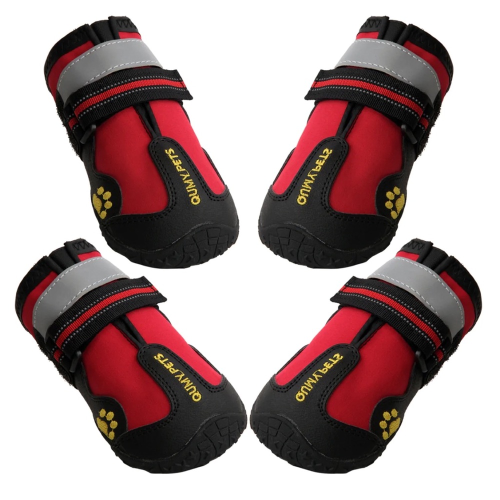 QUMY Pets red dog boot paw protector set of 4